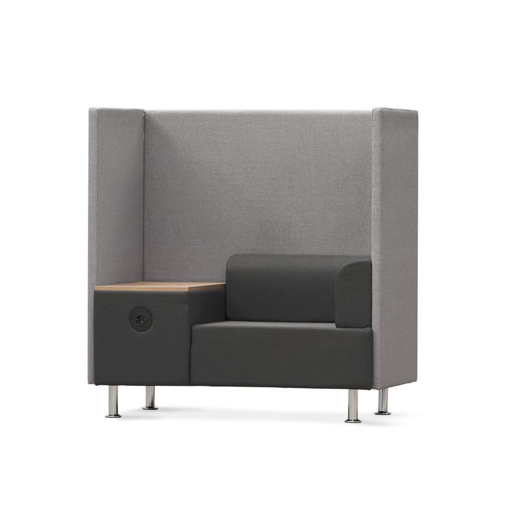 Sofá Soft Seating Individual + Mesa 125x129x68 cm. Color Negro/Gris