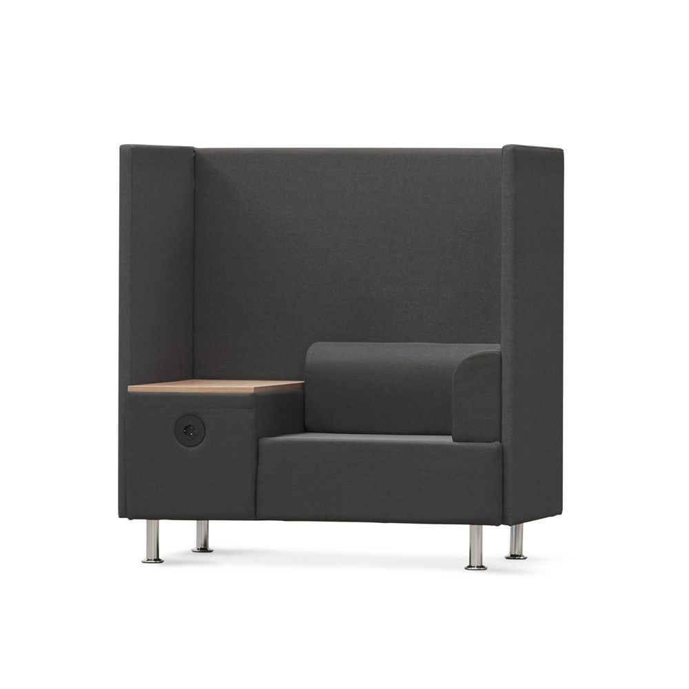 Sofá Soft Seating Individual + Mesa 125x129x68 cm. Color Negro/Negro