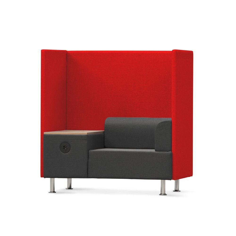 Sofá Soft Seating Individual + Mesa 125x129x68 cm. Color Negro/Rojo
