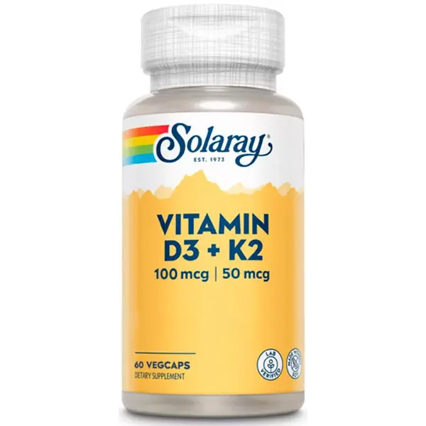Solaray Vitamina D3 + K2 60 Cápsulas Vegetales