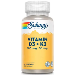 Solaray Vitamina D3 + K2 60 Cápsulas Vegetales