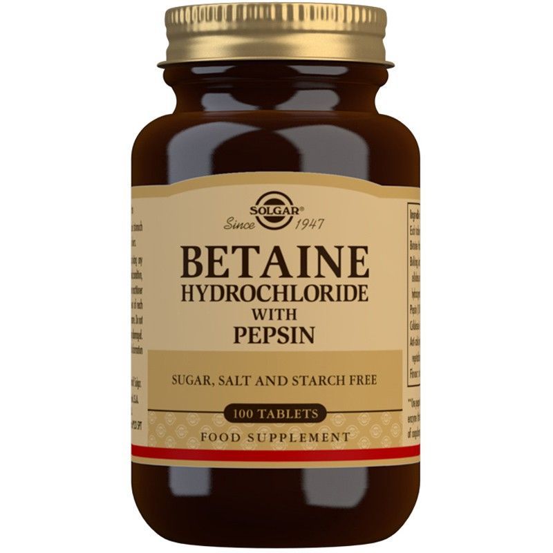 Solgar Betaína clorhidrato con pepsina - 100 comprimidos