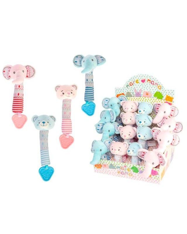Sonajero pito oso y elefante 22cm