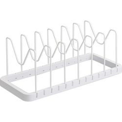 Soporte para sartenes de ABS y acero en blanco, 45 x 20 x 17,5 cm | Tower
