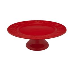 Soporte para tartas de loza en rojo, Ø 33,5 x 12,3 cm | Copos de Nieve