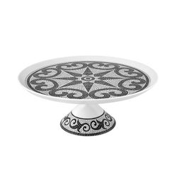 Soporte para tartas de porcelana en blanco y negro, Ø 28,2 x 11,6 cm | Calçada Portuguesa