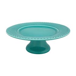 Soporte para tartas grande de loza en turquesa, 34,5 x 34,5 x 12,5 cm | Fantasía