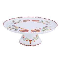 Soporte para tartas grande de porcelana en multicolor, 28,2 x 28,2 x 10,4 cm | Vila Verde