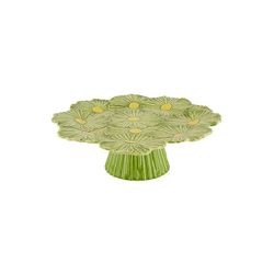 Soporte para tartas L Cosmos de loza en verde, 37 x 34,5 x 11 cm | María Flor