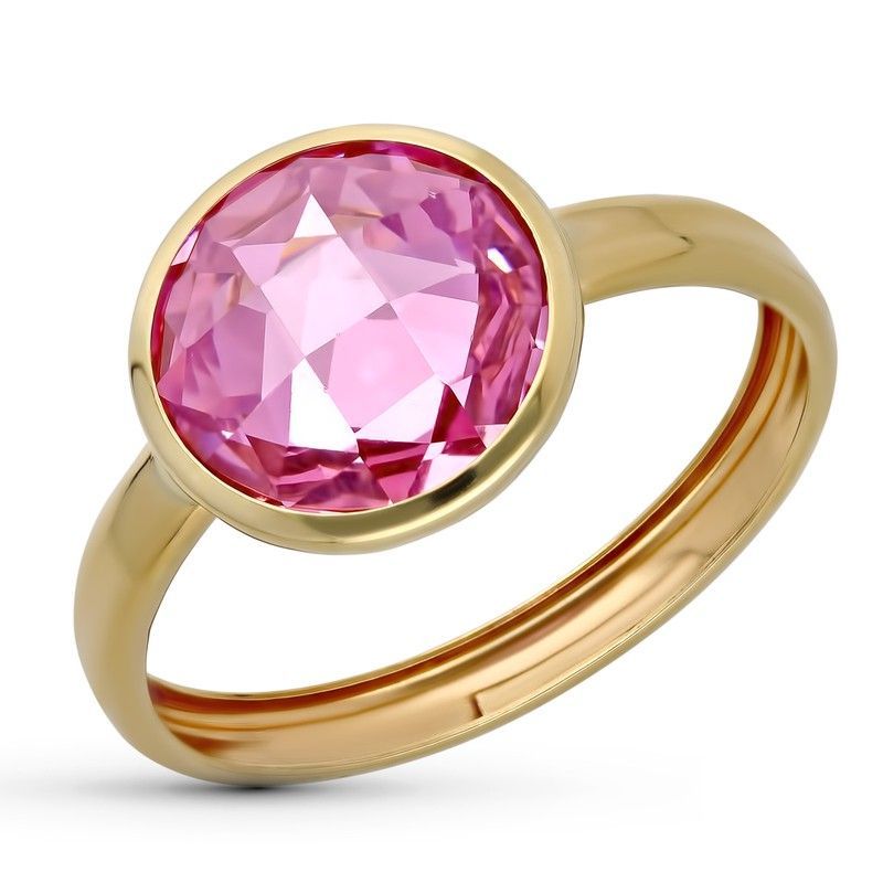 Sortija Oro 9kts 12mm 9K19304-RS Piedra Rosa