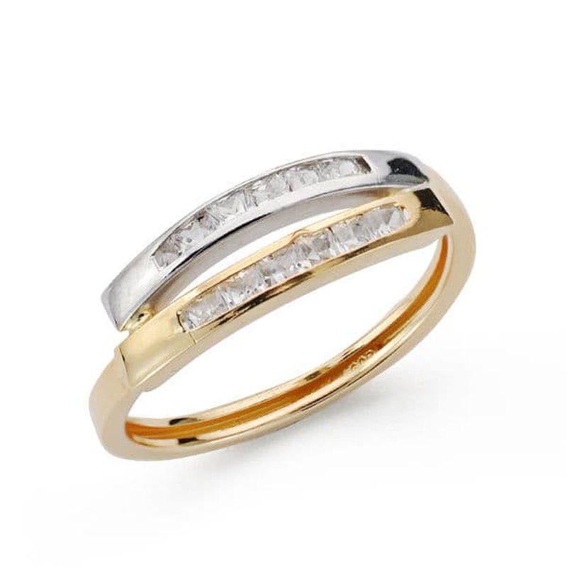 Sortija Oro 9kts Bicolor Plata 9K19185 Circonitas