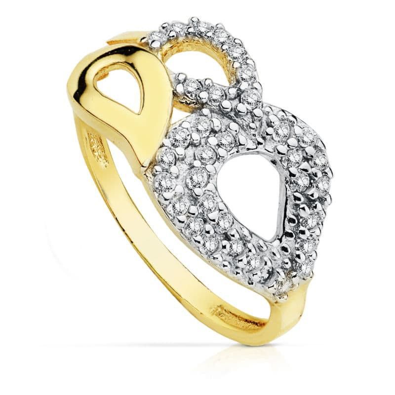 Sortija Oro 9kts Bicolor Plata 9K19219 Circonitas