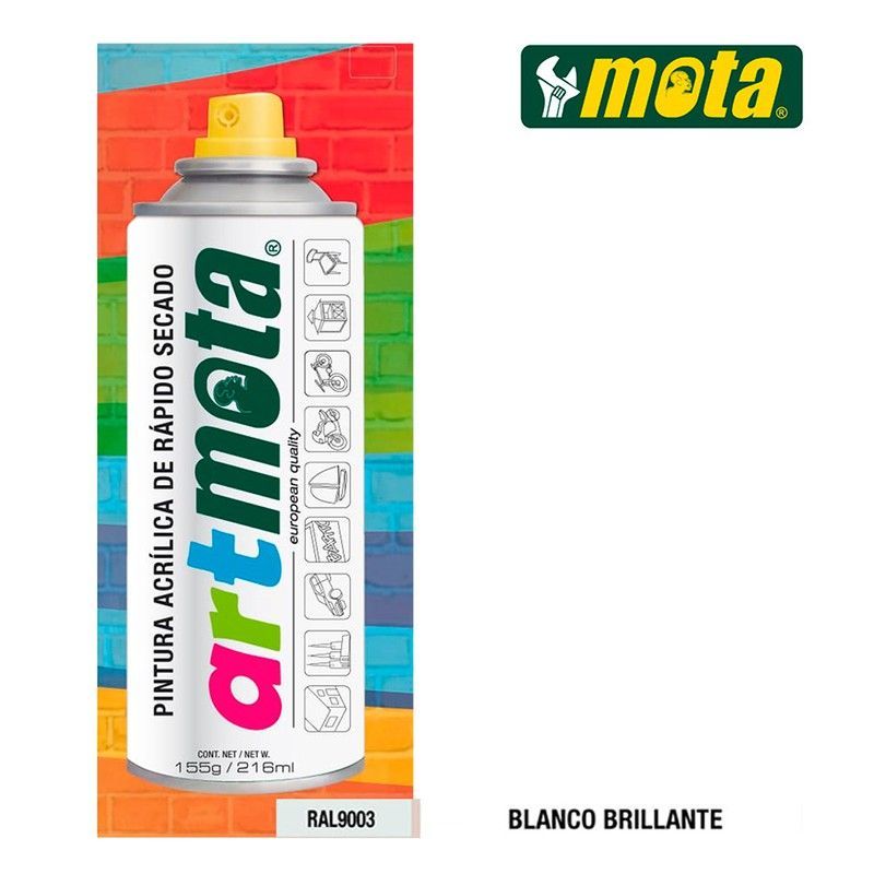 Spray blanco brillante ral9003 216ml mota