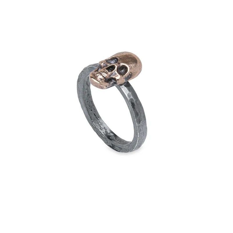 SR023X Anillo Skam PLATA DE PALO de plata 925 y calavera de bronce contraste muy moderno