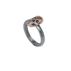 SR023X Anillo Skam PLATA DE PALO de plata 925 y calavera de bronce contraste muy moderno