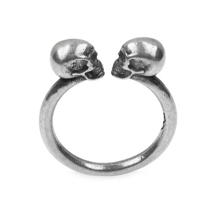 SR027X Anillo unisex Plata de Palo modelo Kizuna con dos calaveras en plata de ley