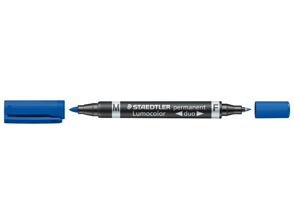 STAEDTLER LUMOCOLOR Marcador duo azul anchos de trazo: 0,6 y 1,5 mm. 348-3