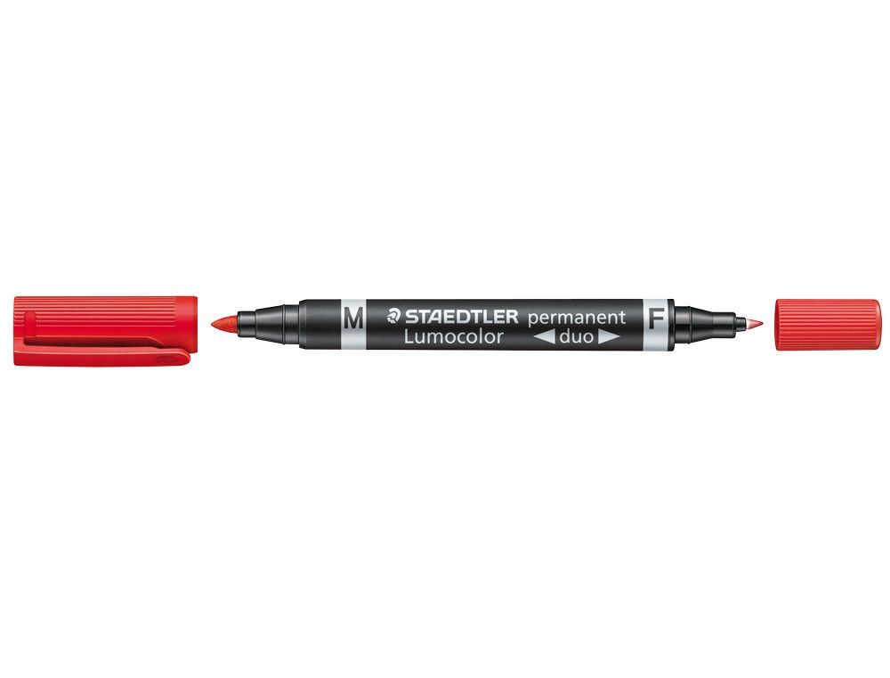 STAEDTLER LUMOCOLOR Marcador duo rojo. anchos de trazo: 0,6 y 1,5 mm. 348-2