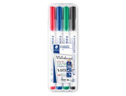 STAEDTLER Marcador permanente LUMOCOLOR (Estuche 4 ud) Trazo 0,6 mm Punta F Ref.318 WP4