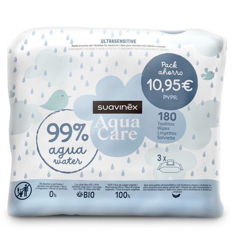 Suavinex  Aqua Care Pack Ahorro 180 toallitas
