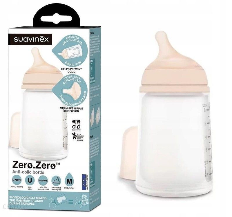 Suavinex Biberón Anticólico 270 ml +3m Tetina M Silicona Zero Zero