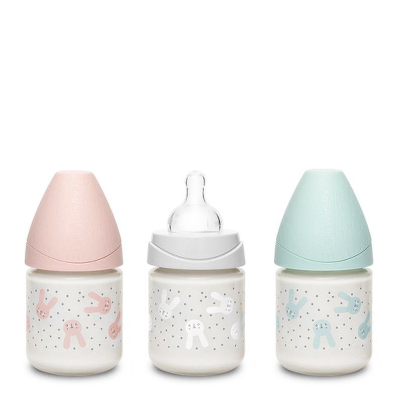 Suavinex premium biberón vidrio tetina redonda tres posiciones +0M 120mL