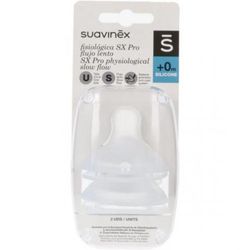 Suavinex Tetina fisiológica SX Pro Flujo S Lento, Talla única +0m 2 unidades