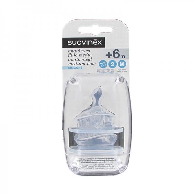 Suavinex Tetina Silicona Anatomica T2 M +6m 2 u