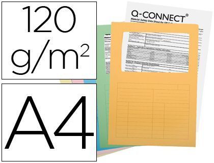 Subcarpeta Cartulina Q-Connect Din A4 Colores Surtidos con Con Ventana Transparente 120 Gr Paquete de 25 Unidades