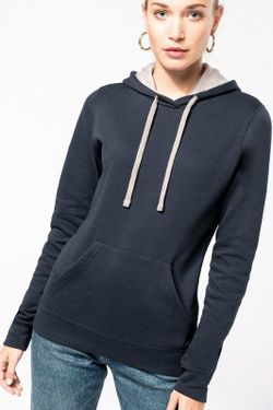 Sudadera capucha contrastada mujer