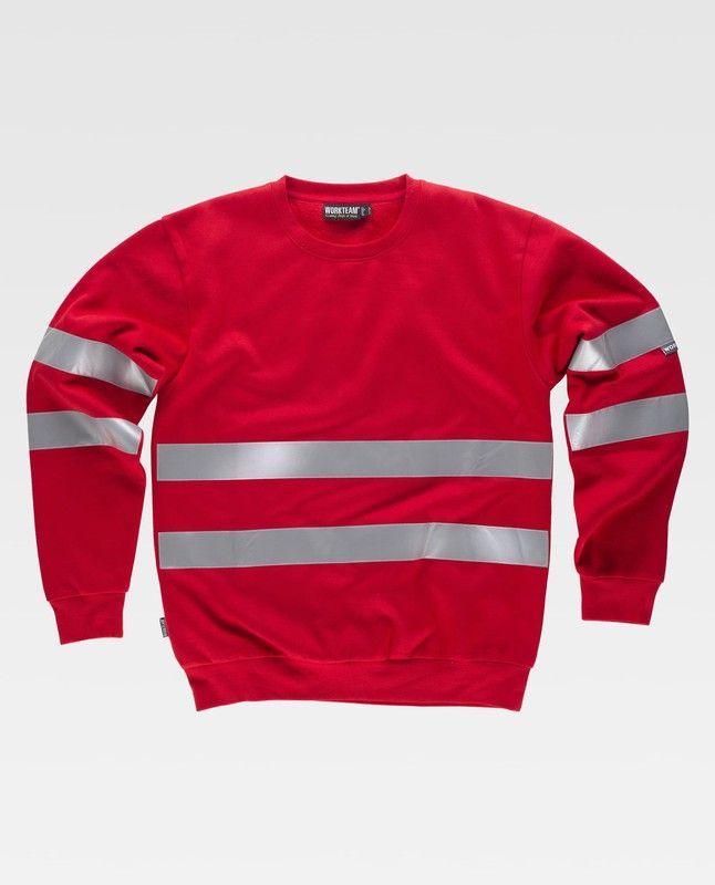 Sudadera clásica de cuello redondo con cintas reflectantes Rojo