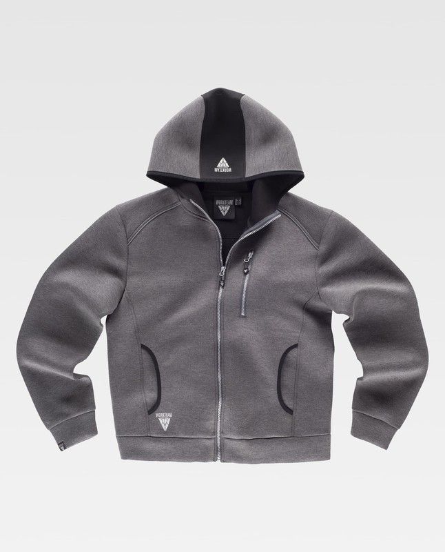 Sudadera combinada con capucha Color Gris+Negro