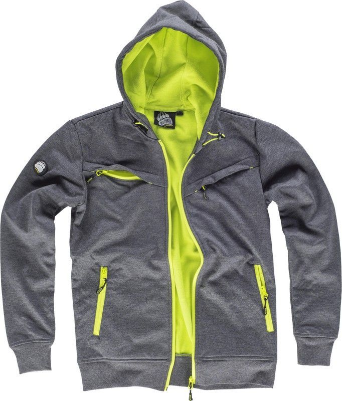 Sudadera combinada con capucha forro interior polar Gris / Amarillo
