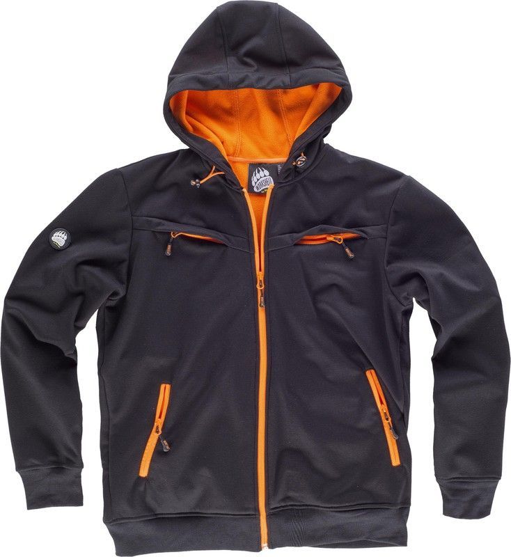 Sudadera combinada con capucha forro interior polar Negro / Naranja