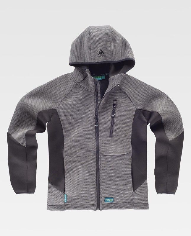 Sudadera combinada con capucha y manga Gris / Negro