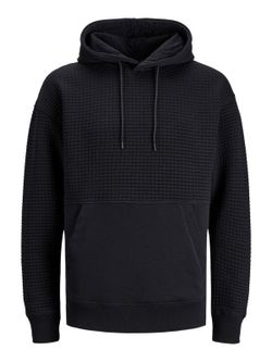 Sudadera con capucha con cuadros relieve Jack & Jones Black