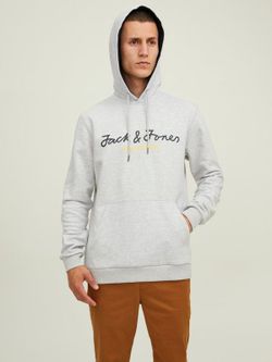 Sudadera con capucha con letras branding Jack & Jones Light Grey Mela