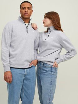 Sudadera con cuello cremallera Jack & Jones Light Grey Mela