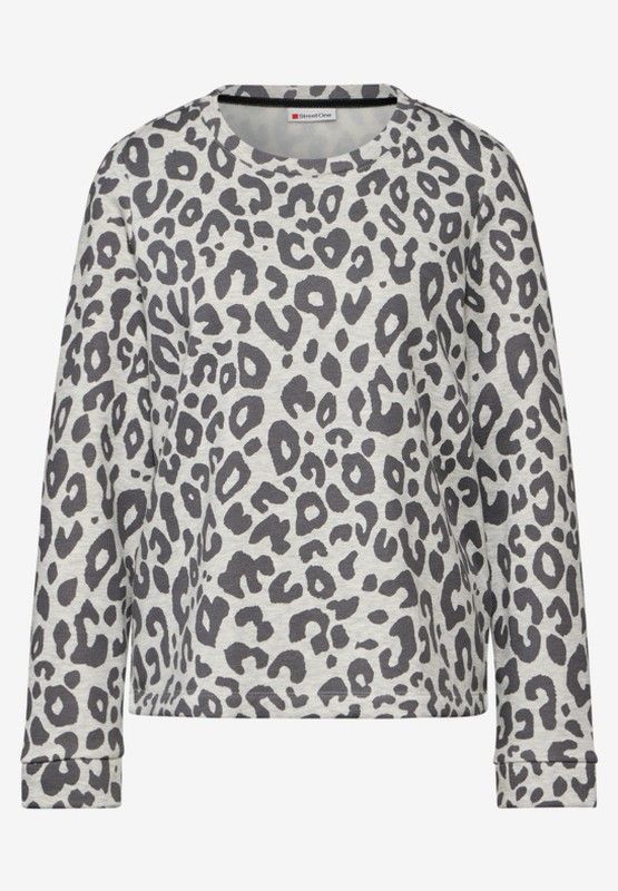 Sudadera de cuello redondo animal print Street One Grey