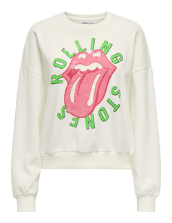 Sudadera de cuello redondo con logo lengua Only Cloud Dancer