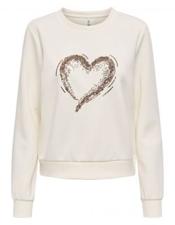 Sudadera de cuello redondo dibujo corazón Only Cloud Dancer