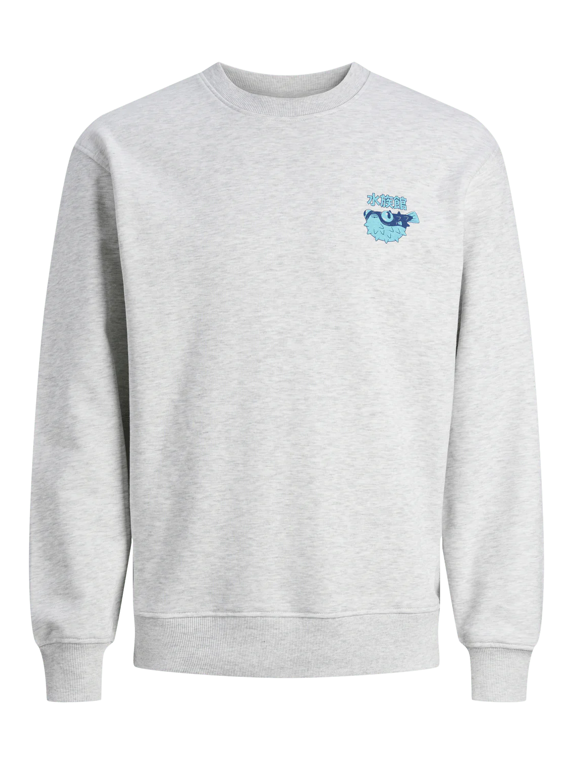 Sudadera de cuello redondo dibujos comics manga Jack & Jones White Melange