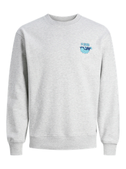 Sudadera de cuello redondo dibujos comics manga Jack & Jones White Melange
