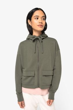 Sudadera ecorresponsable con cremallera y capucha French Terry mujer
