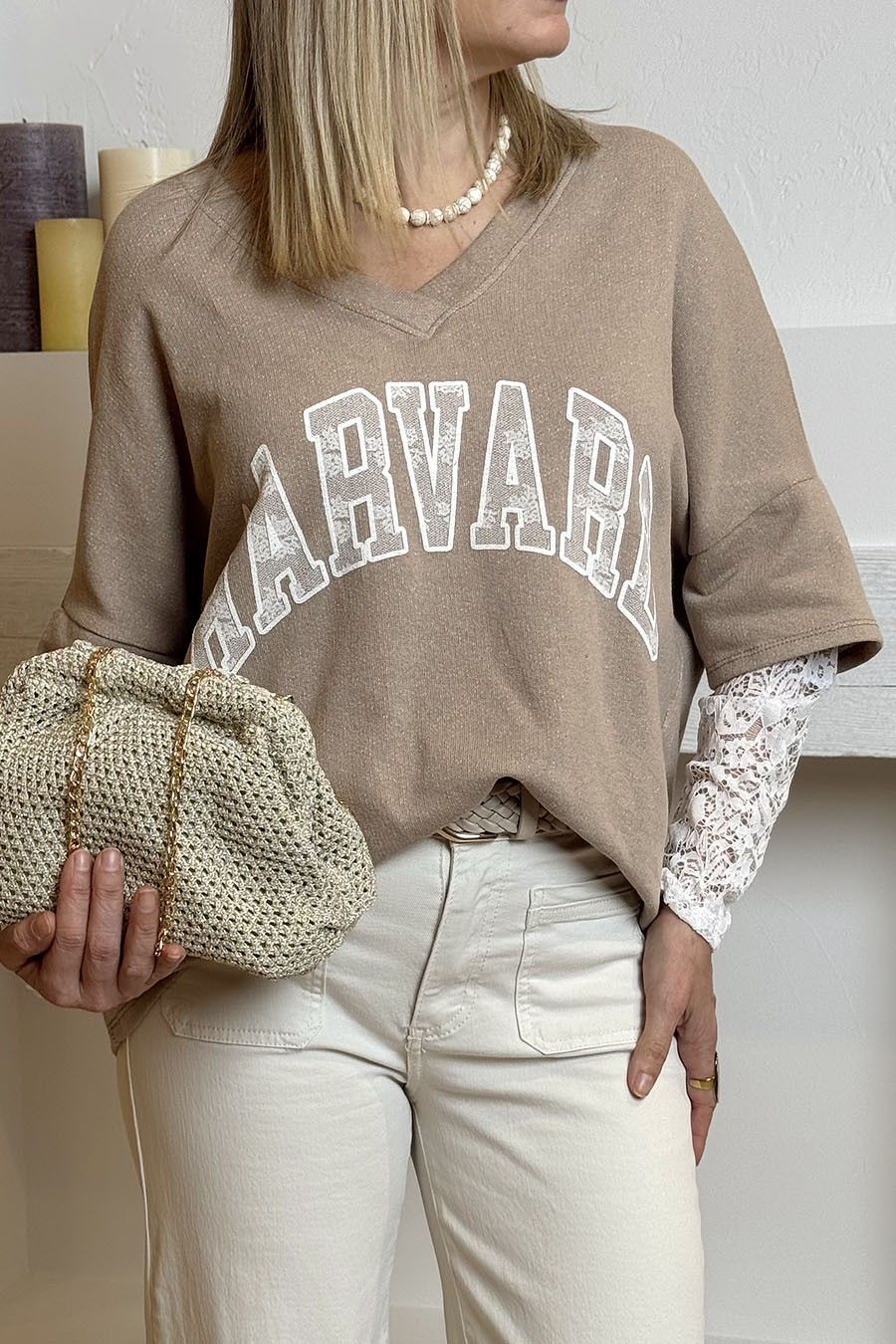 Sudadera Harvard tostado