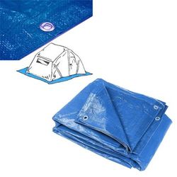 Suelo de rafia azul para camping