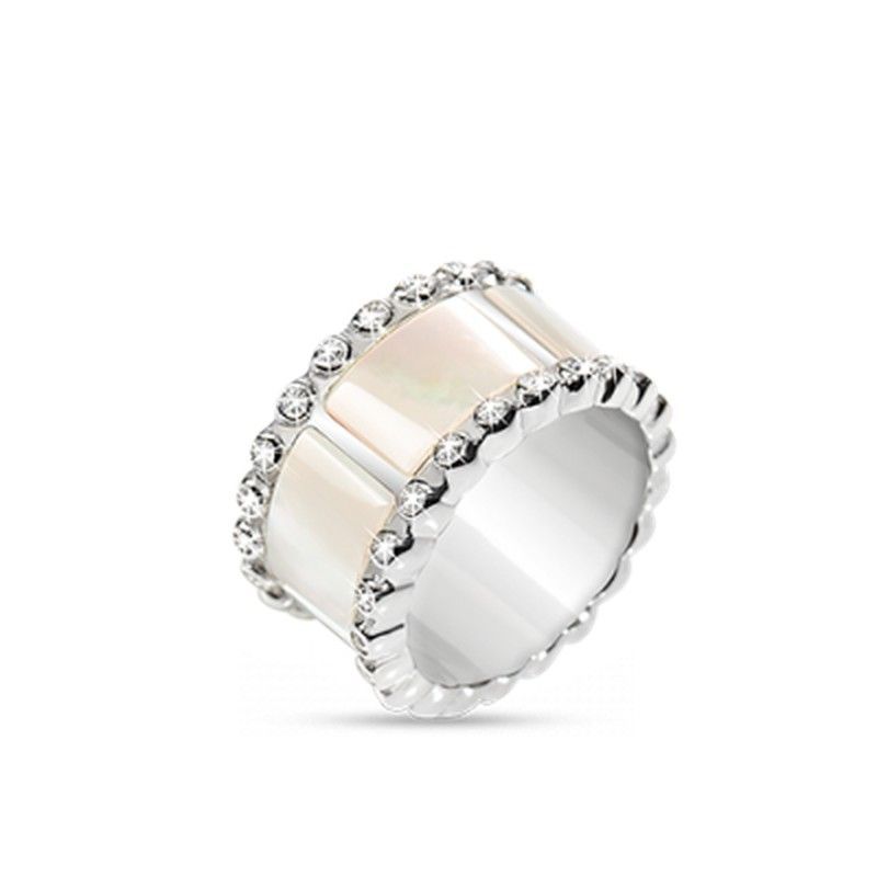 SYC07 Sortija MORELLATO de mujer en acero con madreperla y circonitas