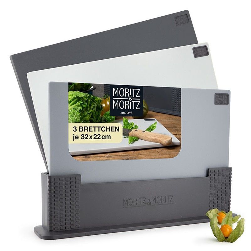 Tabla Cortar 3 Un. C/Soporte 32X22Cm.