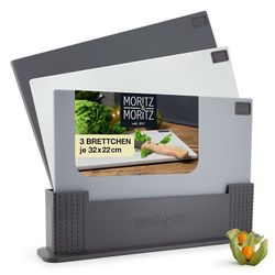 Tabla Cortar 3 Un. C/Soporte 32X22Cm.