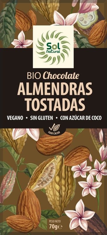 Tableta Chocolate Almendras Tostadas Bio 70 G
